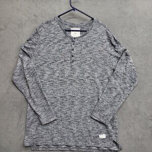 MODERN AMUSEMENT Men's Henley Sweater Long Sleeve Gray Crewneck Size Large